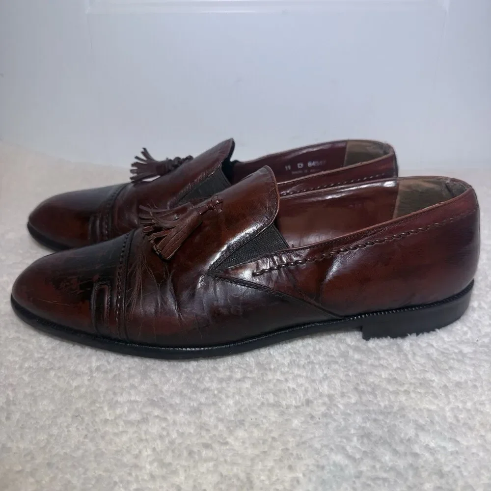 Men's Vintage FLORSHEIM Barletta Dress Shoes Brown Loafer Slip On Size 11D